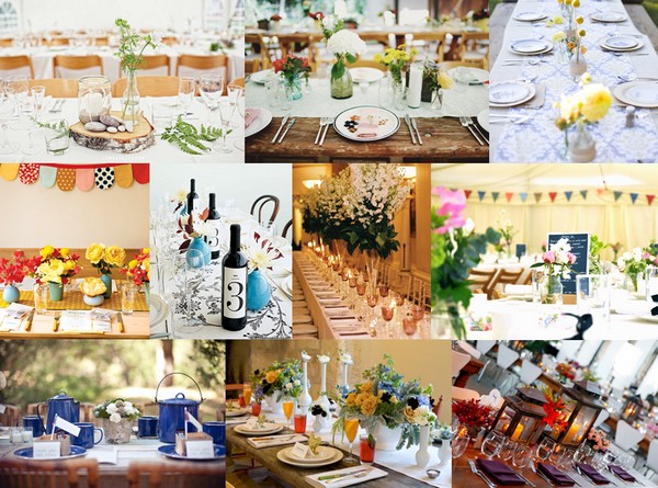 Mood board showing various pictures of wedding table displays