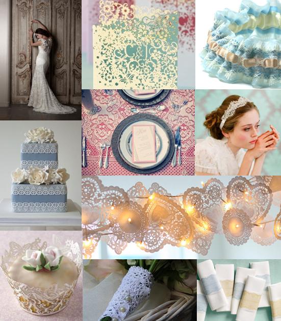 Pictures of ideas for a lace wedding theme
