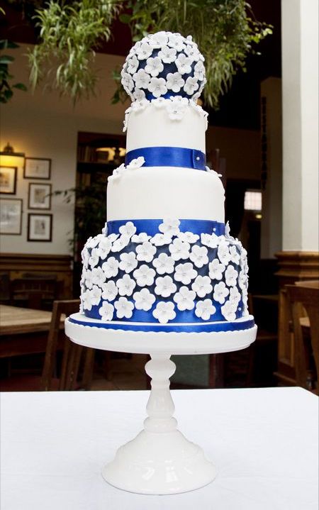  Sapphire and Blossoms Royal Wedding Cake by Cakes by Beth