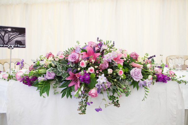 Wedding top table flowers