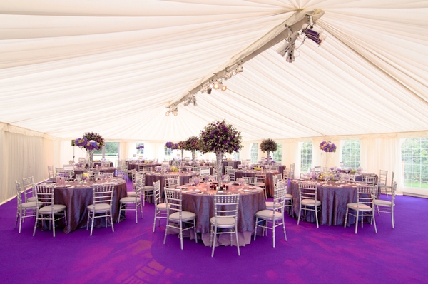 Bold purple wedding colour scheme Image courtesy of Lloyd Dobbie