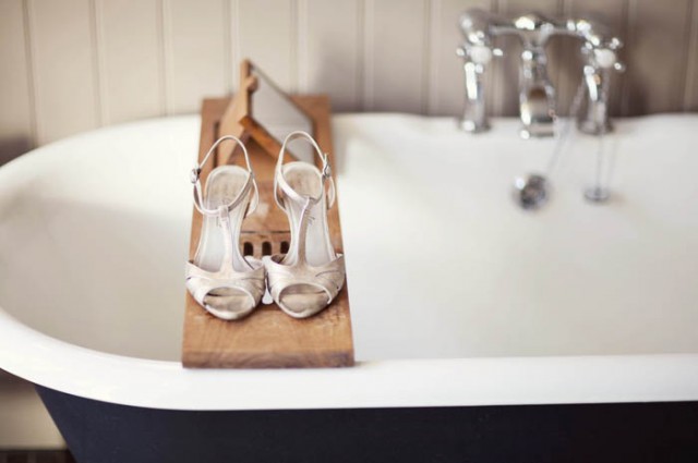 Bridal shoes on a bath Picture by JustMarried Photography