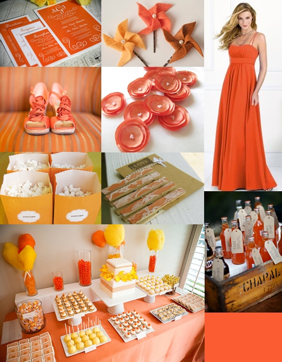  for a cool spring wedding Tangerine Orange Wedding Ideas Mood Board
