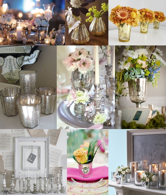 Here are some great ideas for using mercury glass in your wedding decor