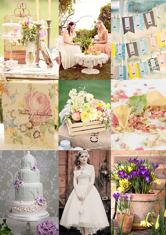 Below is our mood board with ideas for a vintage spring garden wedding